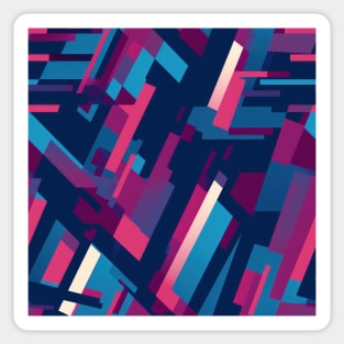 Cubist Harmony: Modern Geometric Dance in Pink, Blue, and Violet Sticker